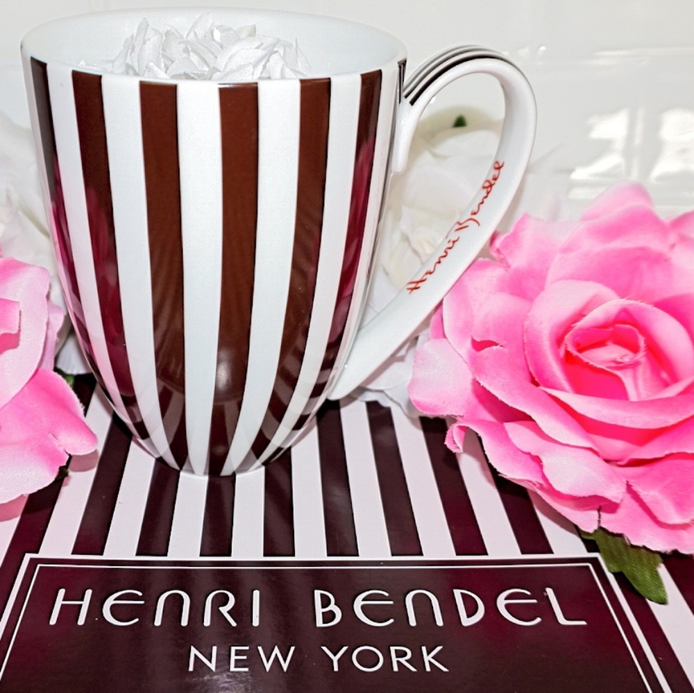 HENRI BENDEL ICONIC SIGNATURE STRIPED COFFEE MUG